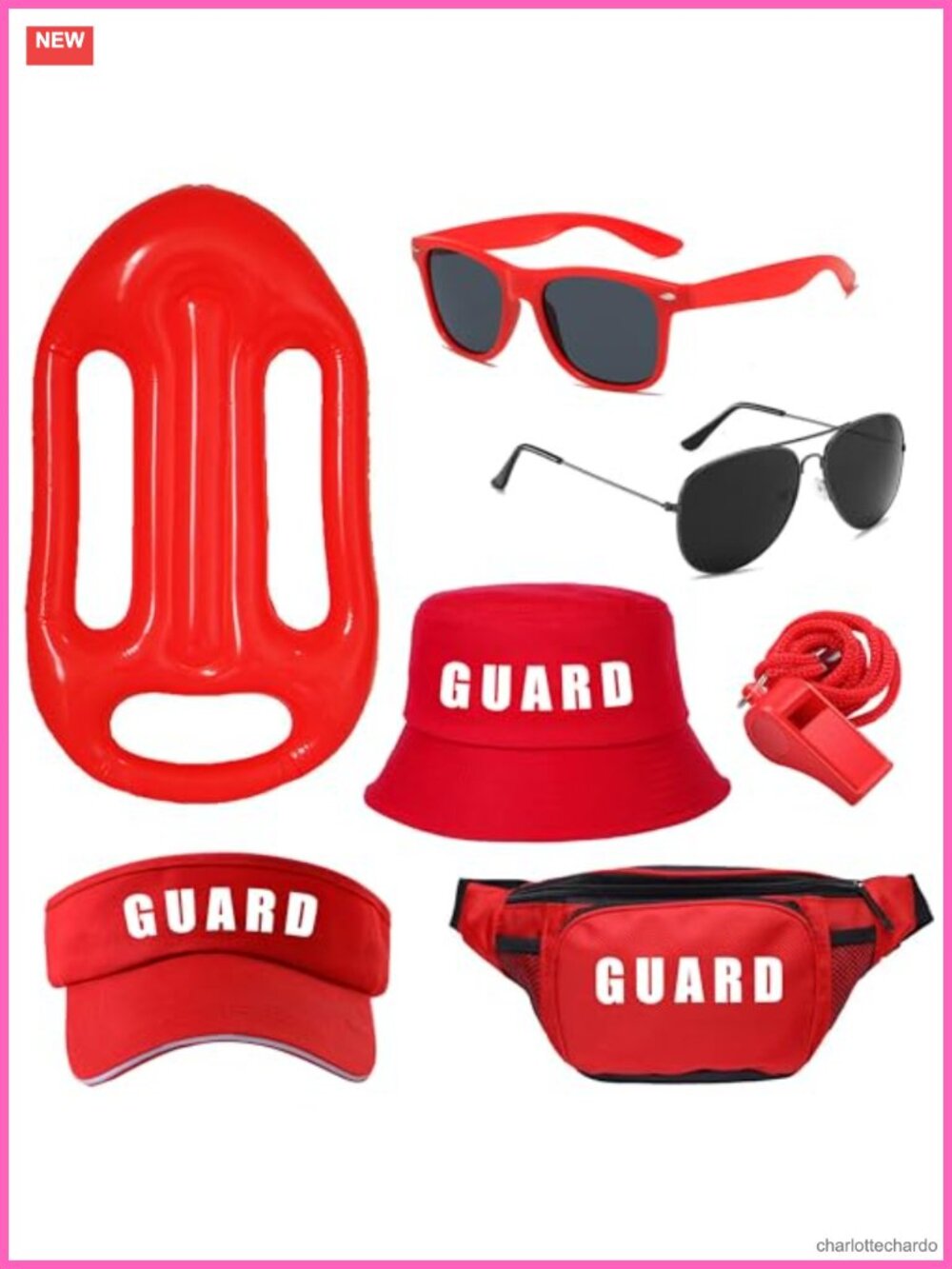 Lifeguard Costume Accessory Set Cosplay Halloween Party 7 Pieces